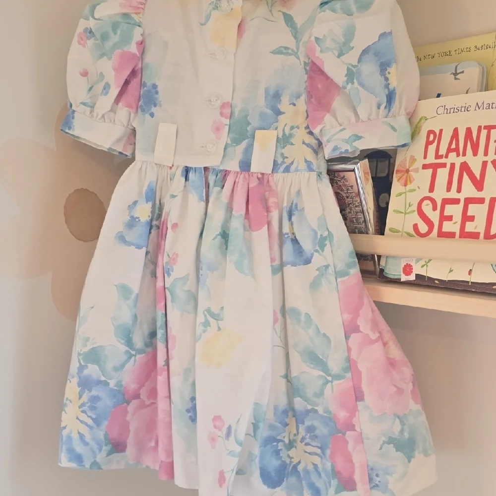 Vintage Floral Kids Dress with Yellow Collar Size 2T - Picture 5 of 8
